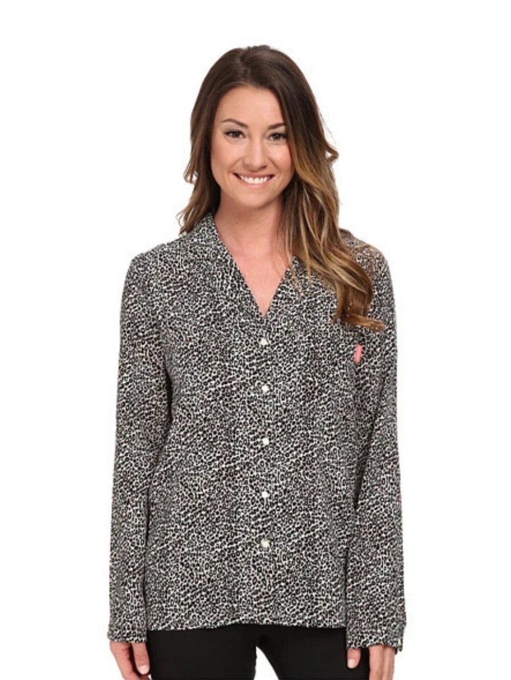 Calvin Klein Women's Viscose PajamaTop | Black/Gray Leopard Print | Sz M